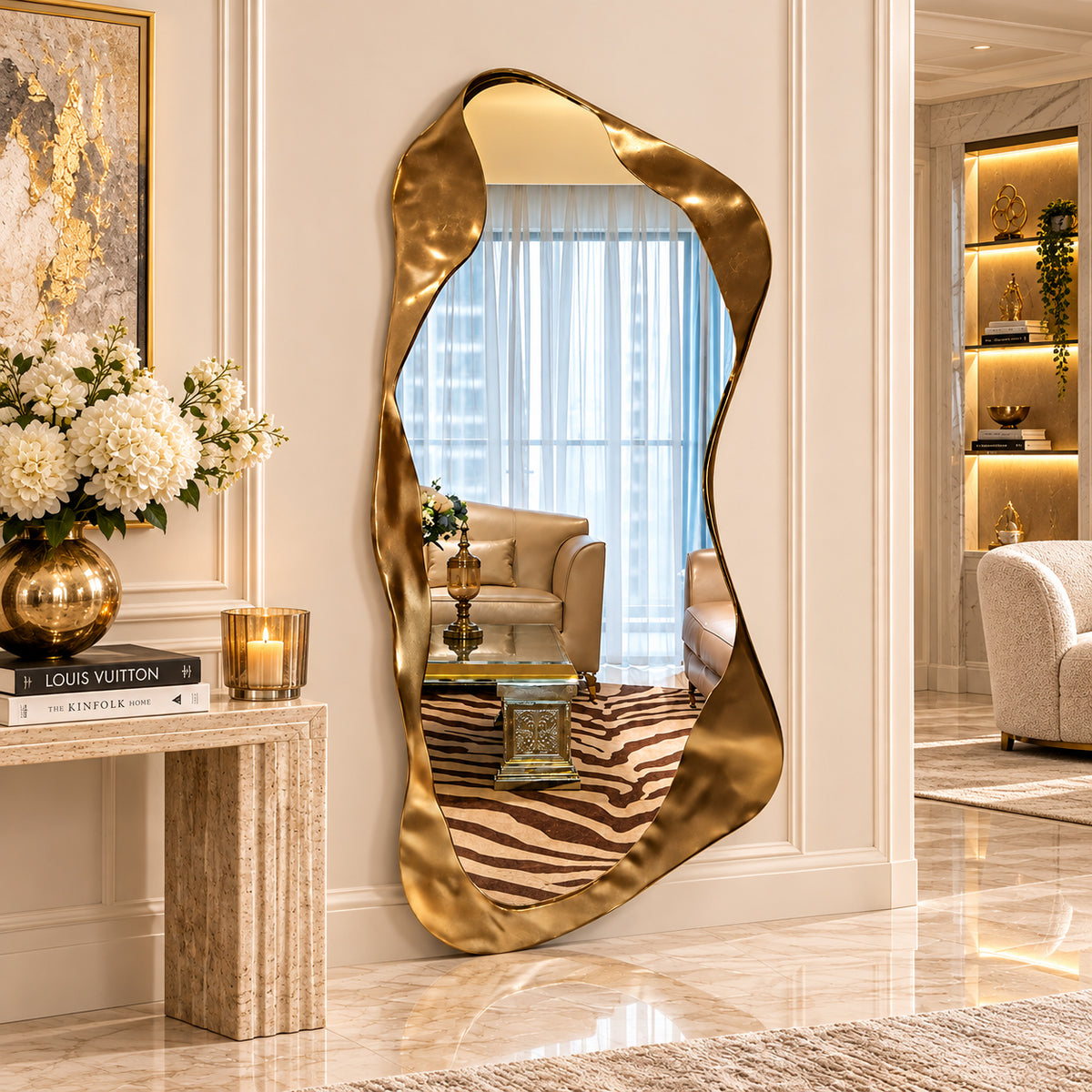 Sculptural Gold Full-Length Mirror