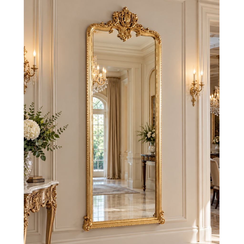 Versailles Royale Ornate Gold Full-Length Wall Mirror