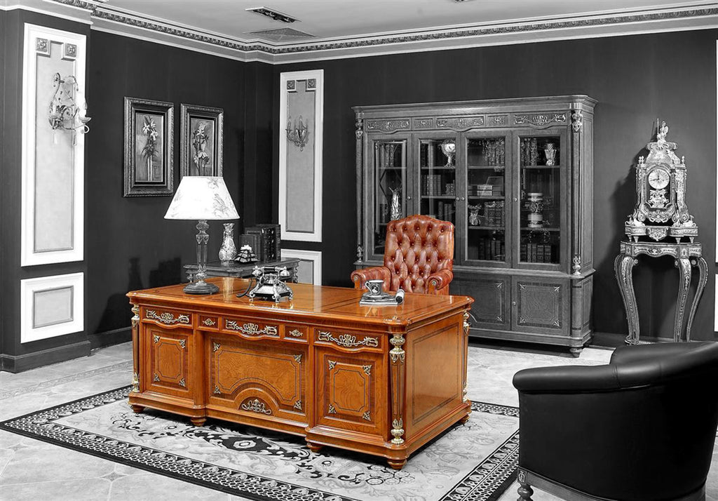 Elite Wood Desk & Leather Throne