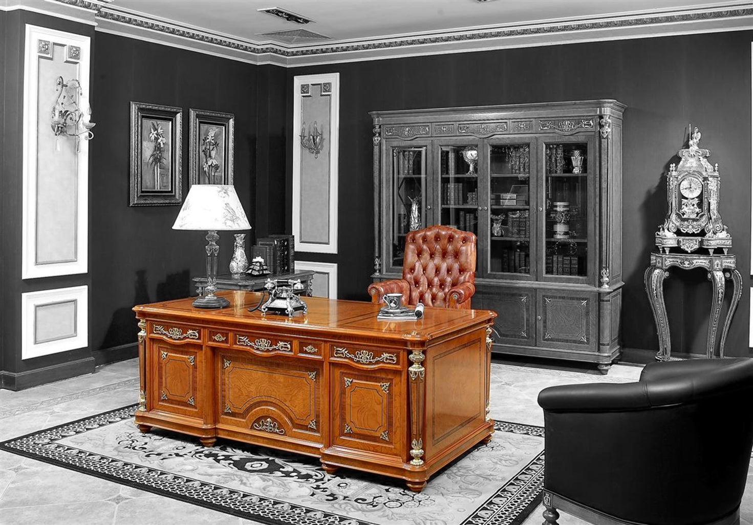 Elite Wood Desk & Leather Throne