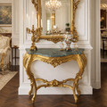 Regency Royale Ornate Gold Console Table with Green Top – 33.46"W