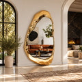 70.9" Organic Sculptural Gold Full-Length Floor Mirror