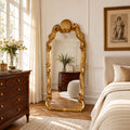70.9" Ornate Gold Seahorse & Shell Leaning Floor Mirror