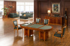 Luxury Boardroom Table – Solid Wood with Green Leather Top