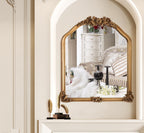 Luxury Gold Arched Mirror with Ornate Floral Detailing