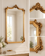 Bellamy Crest Ornate Gold Wall Mirror – French-Inspired Luxury Accent Mirror