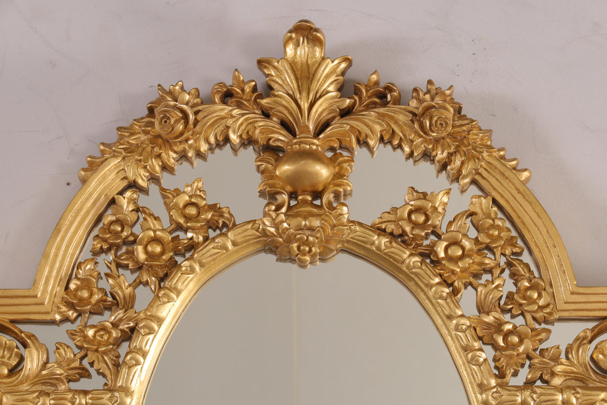 Seraphina Royal Crest Wall Mirror – Luxury Ornate Gold European Statement Mirror