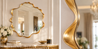 Aurelia Sculptural Gold Wave Wall Mirror – Oversized 50" Statement Mirror