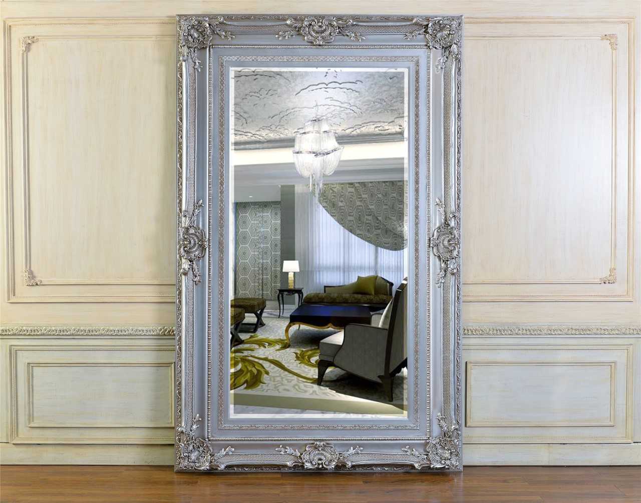 Elegant Full-Length Mirror with Ornate Frame