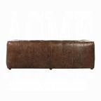 98" Vintage Brown Top-Grain Leather Sofa – Modern Shelter-Arm Statement Piece