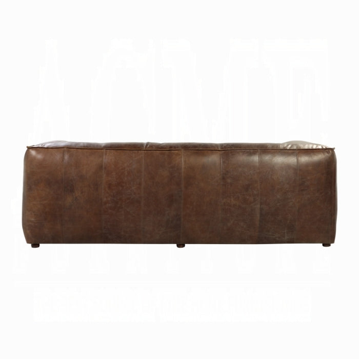 98" Vintage Brown Top-Grain Leather Sofa – Modern Shelter-Arm Statement Piece