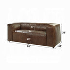 98" Vintage Brown Top-Grain Leather Sofa – Modern Shelter-Arm Statement Piece