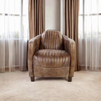 Aviara Vintage Brown Top-Grain Leather & Aluminum Club Chair