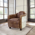 Aviara Vintage Brown Top-Grain Leather & Aluminum Club Chair