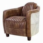 Aviara Vintage Brown Top-Grain Leather & Aluminum Club Chair