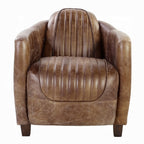 Aviara Vintage Brown Top-Grain Leather & Aluminum Club Chair