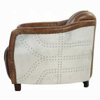 Aviara Vintage Brown Top-Grain Leather & Aluminum Club Chair