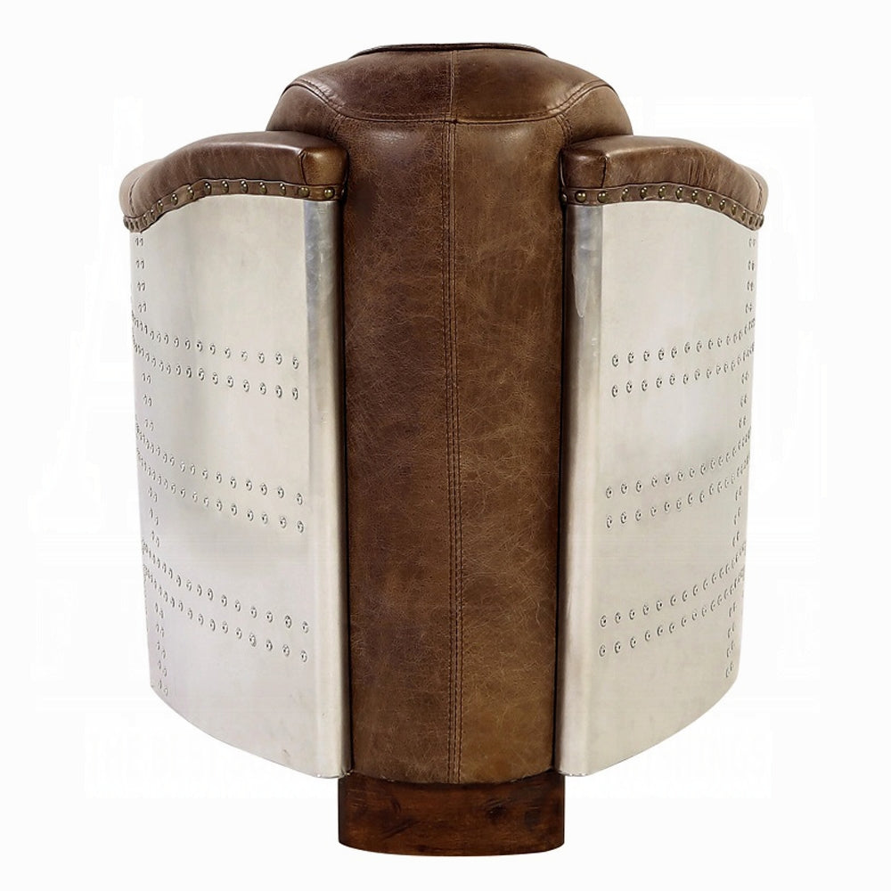 Aviara Vintage Brown Top-Grain Leather & Aluminum Club Chair
