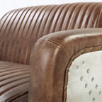 Aviara Vintage Brown Top-Grain Leather & Aluminum Club Chair