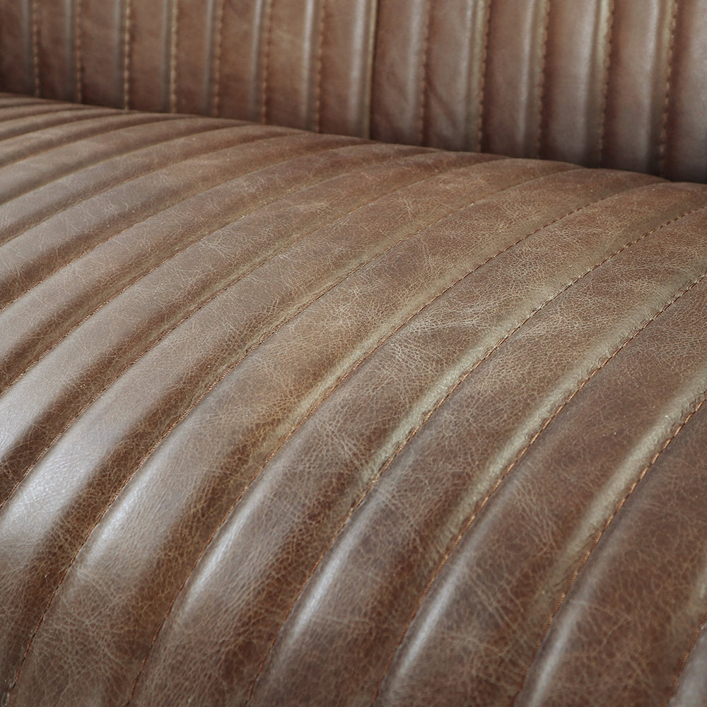 Aviara Vintage Brown Top-Grain Leather & Aluminum Club Chair