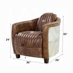 Aviara Vintage Brown Top-Grain Leather & Aluminum Club Chair