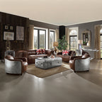 Aviara Vintage Brown Top-Grain Leather & Aluminum Club Chair