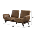 Valenza Luxe 88" Top-Grain Leather Sofa with 360° Swivel Seats & Adjustable Backrests
