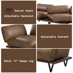 Valenza Luxe 88" Top-Grain Leather Sofa with 360° Swivel Seats & Adjustable Backrests