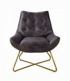 Monterelle Ebony Top-Grain Leather & Gold Accent Chair