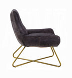Monterelle Ebony Top-Grain Leather & Gold Accent Chair