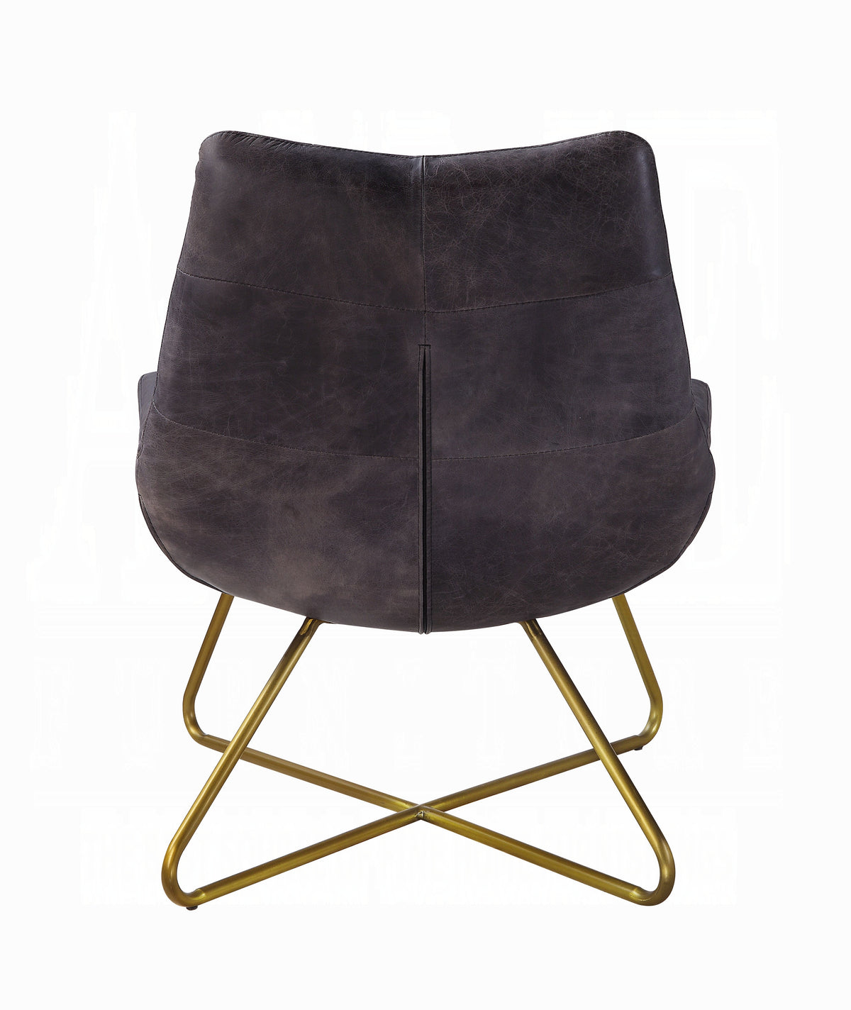 Monterelle Ebony Top-Grain Leather & Gold Accent Chair