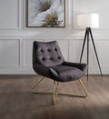 Monterelle Ebony Top-Grain Leather & Gold Accent Chair
