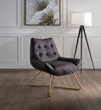 Monterelle Ebony Top-Grain Leather & Gold Accent Chair