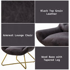 Monterelle Ebony Top-Grain Leather & Gold Accent Chair