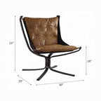 Vintage-Inspired Top Grain Leather Tufted Lounge Chair – Black or Brown