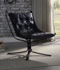 Vintage-Inspired Top Grain Leather Tufted Lounge Chair – Black or Brown