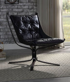 Vintage-Inspired Top Grain Leather Tufted Lounge Chair – Black or Brown