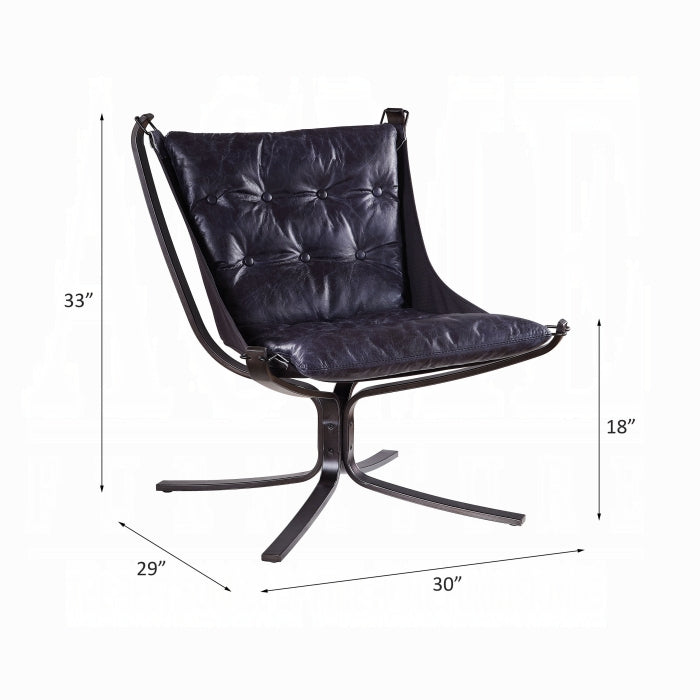 Vintage-Inspired Top Grain Leather Tufted Lounge Chair – Black or Brown