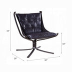 Vintage-Inspired Top Grain Leather Tufted Lounge Chair – Black or Brown