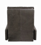 Avermont Gray Top-Grain Leather Power Recliner with Aluminum Accents