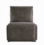 Avermont Gray Top-Grain Leather Power Recliner with Aluminum Accents