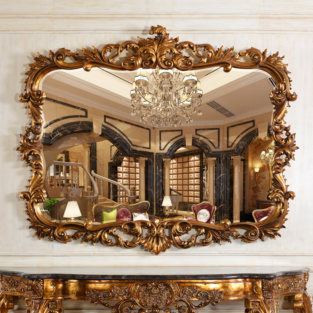 Ornate Baroque Accent Mirror – Gold or Silver Finish
