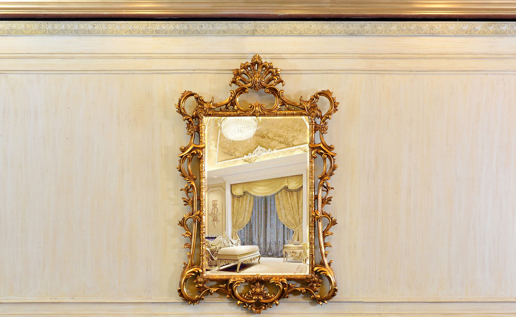 ✨ Regal Hand-Painted Gold Ornate Wall Mirror