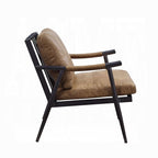 Chestnut Top-Grain Leather & Black Iron Accent Chair