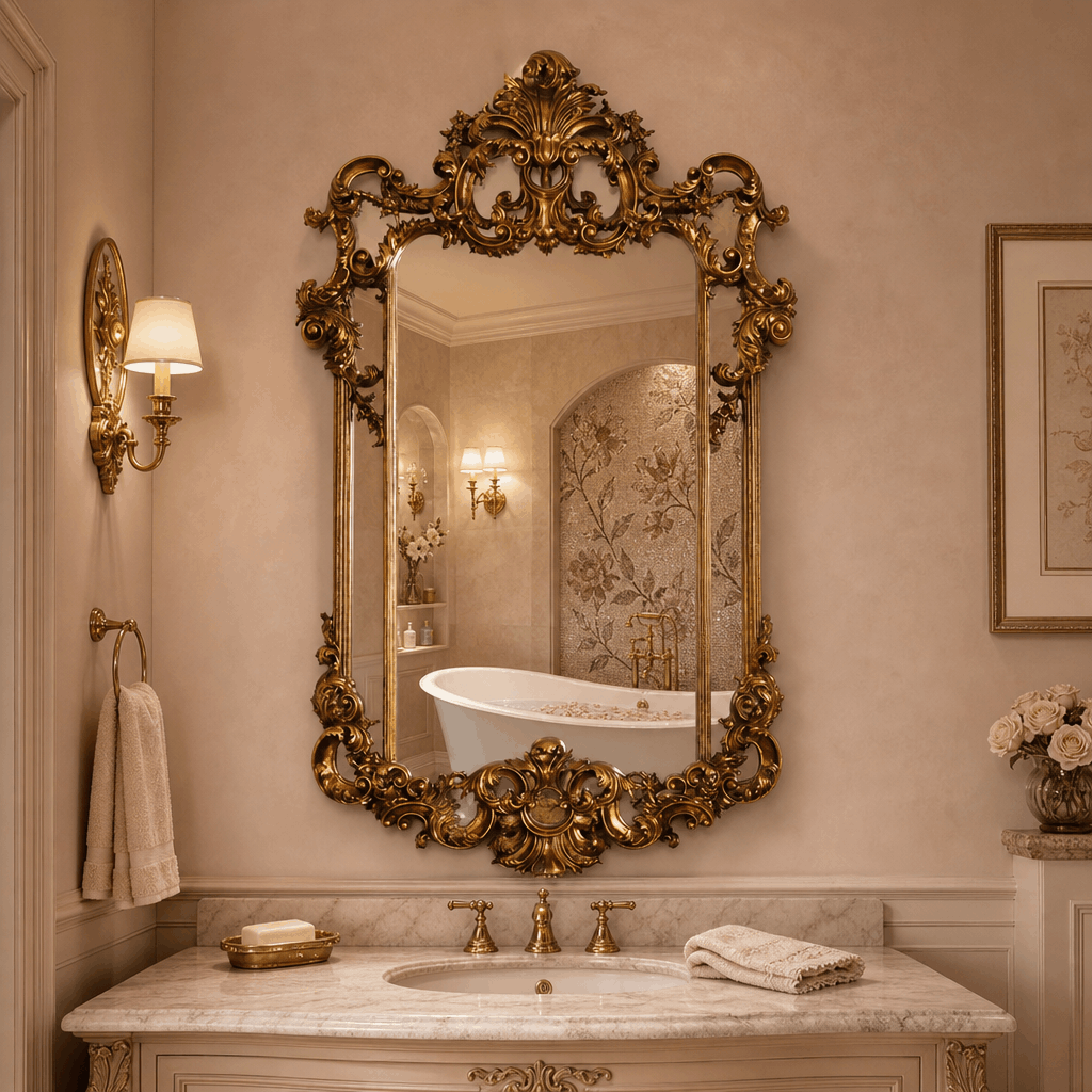 Artisan-Made Ornate Gold Mirror