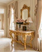 Aurelia Gold Console Table with Amber Marble Top