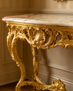 Aurelia Gold Console Table with Amber Marble Top