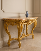 Aurelia Gold Console Table with Amber Marble Top