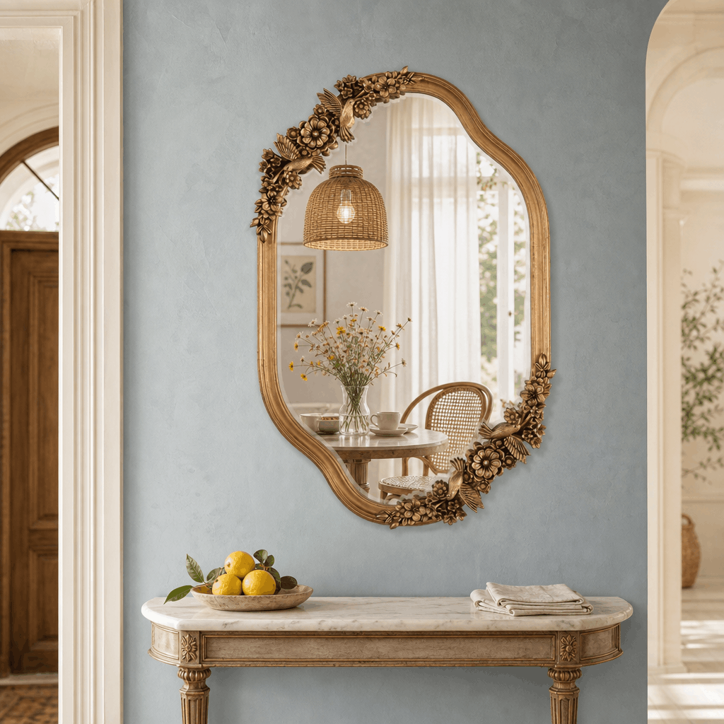 Baroque Floral Gold Framed Wall Mirror