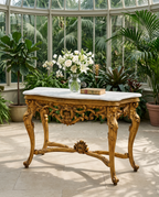 Baroque Gold Console Table – White or Brown Marble Top